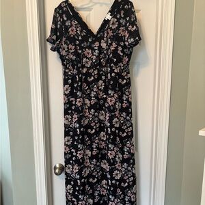 Motherhood Maternity Black and Pink Floral Maxi Dress
